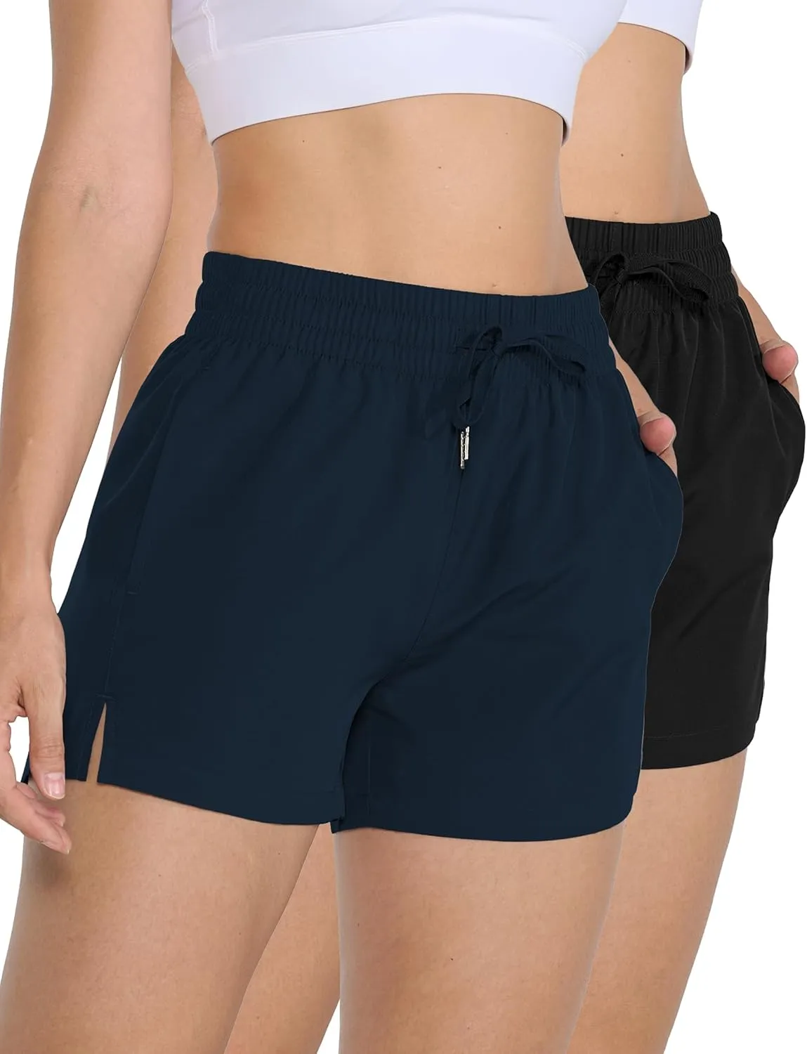 2 Pack 3" Womens Athletic Shorts Basic Running Shorts Lightweight Quick Dry Gym Workout Shorts with Pockets