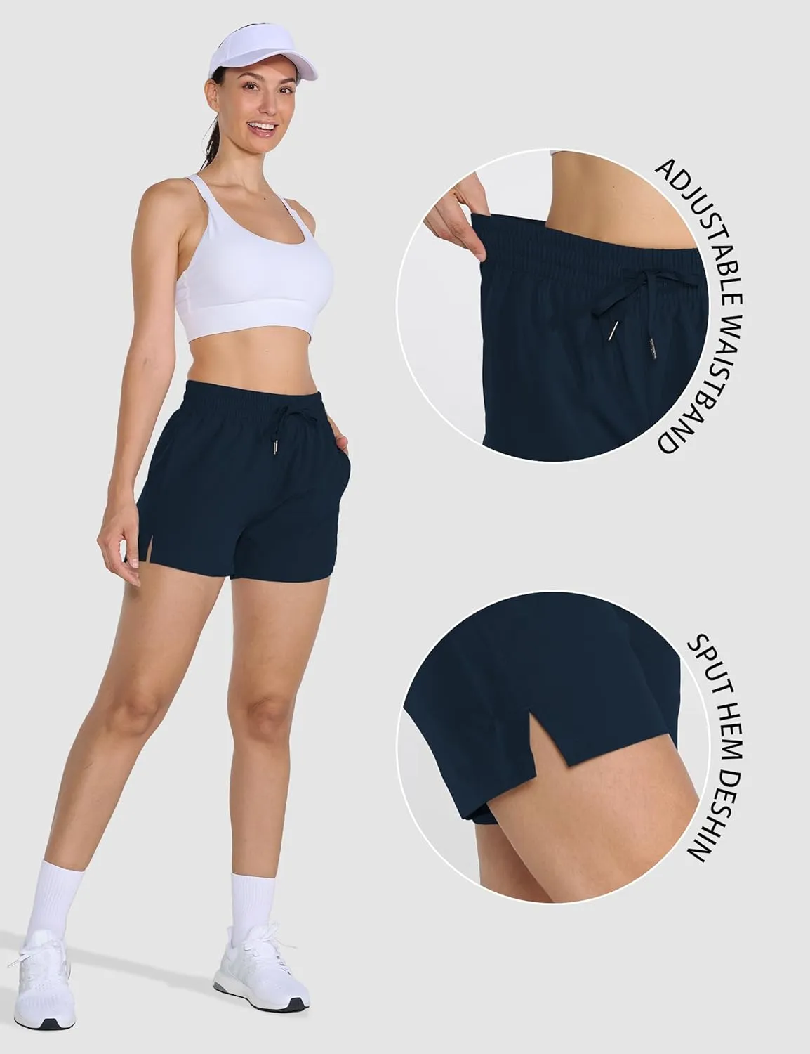 2 Pack 3" Womens Athletic Shorts Basic Running Shorts Lightweight Quick Dry Gym Workout Shorts with Pockets
