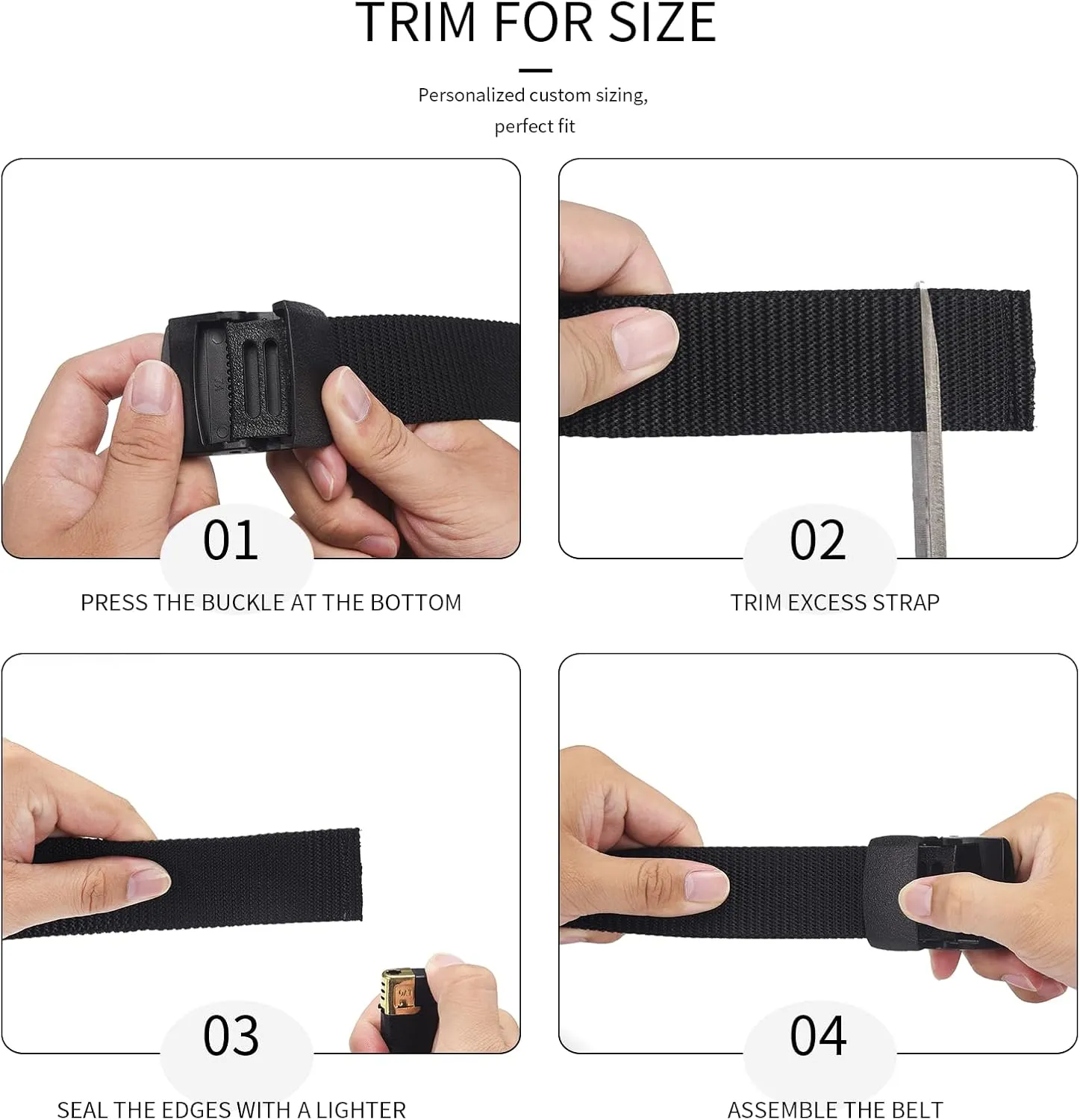 2-Pack Tactical Nylon Military Web Belt - TSA Approved Non-Metal Nickel Free Hypoallergenic Plastic Belt Buckles