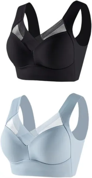 2 Pack Zen Chic Bra Ultimate Lift Full-Figure Fashion Deep Cup Bra Wireless Seamless Mesh Bras Padded Push Up Back Fat Bras
