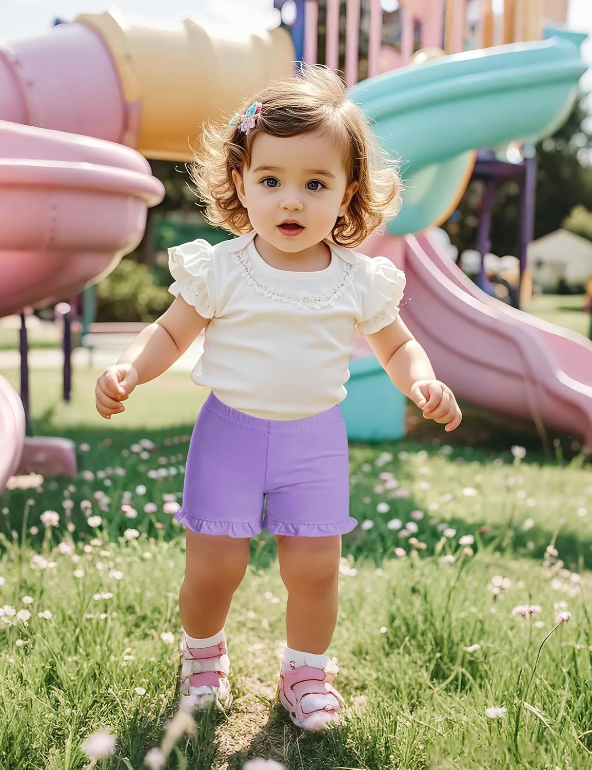 3 Pack Baby Girls Ruffle Shorts Toddler Cotton Dance Shorts Soft Summer Clothes Size 18M-5T