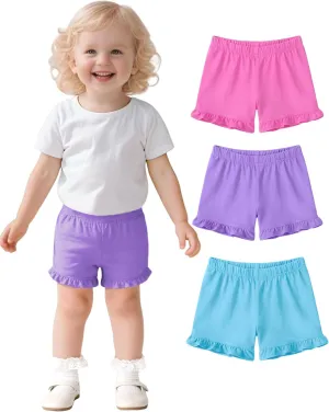 3 Pack Baby Girls Ruffle Shorts Toddler Cotton Dance Shorts Soft Summer Clothes Size 18M-5T