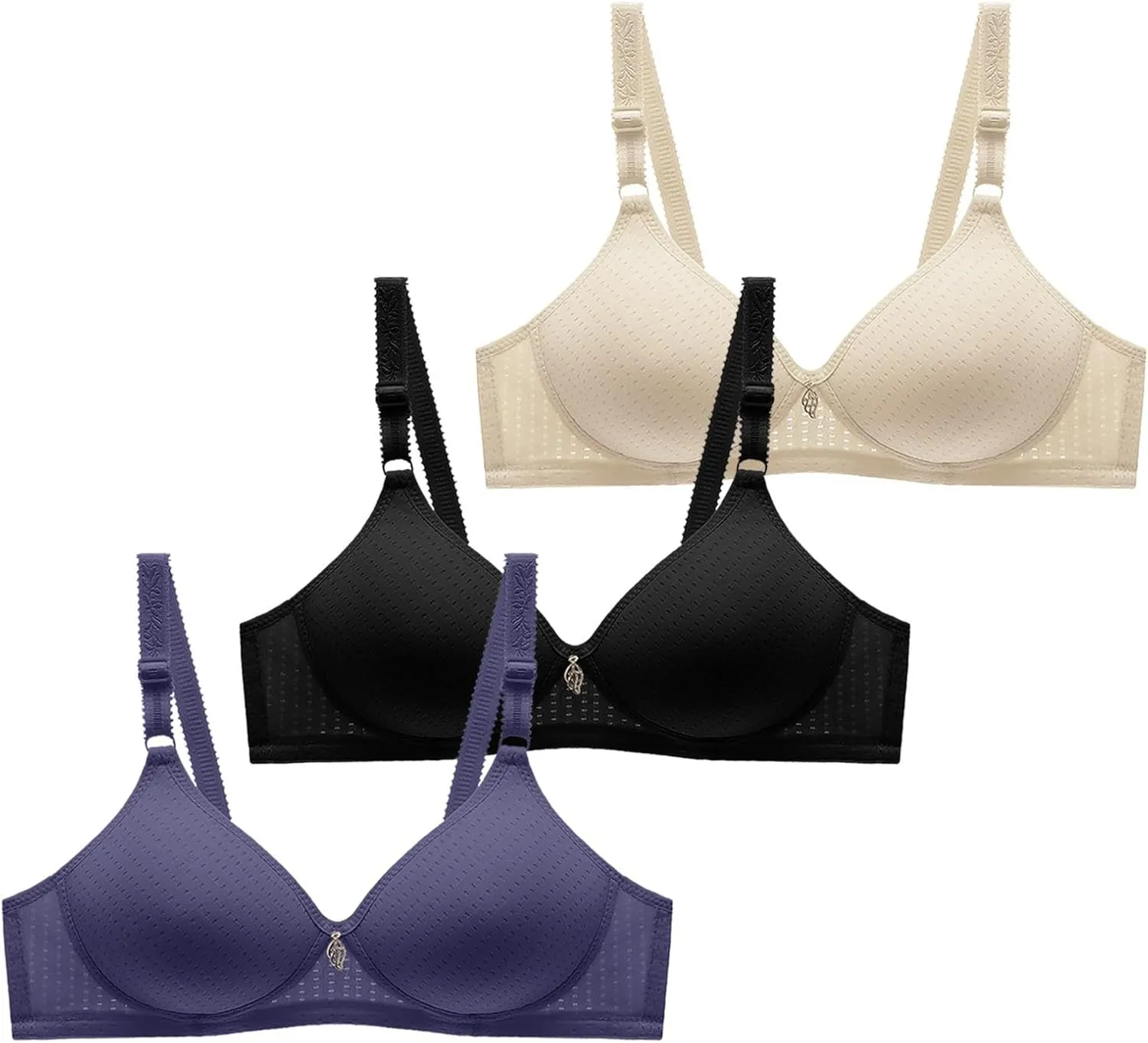 3 Pack Wireless Bras for Women No Underwire Plus Size Bras Comfortable Push Up Bralette Soft Full Coverage Everyday Bras