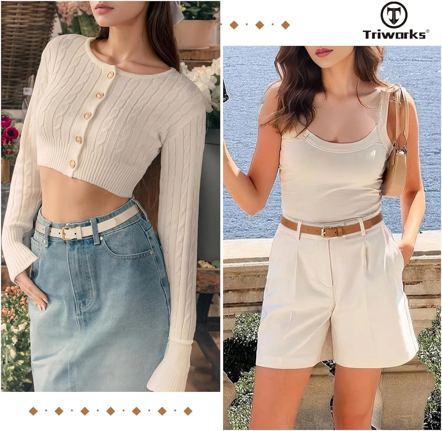 3 Pack Women Skinny Leather Belt for Jeans Pants Dress Ladies Thin Waist Belt with Gold Buckle