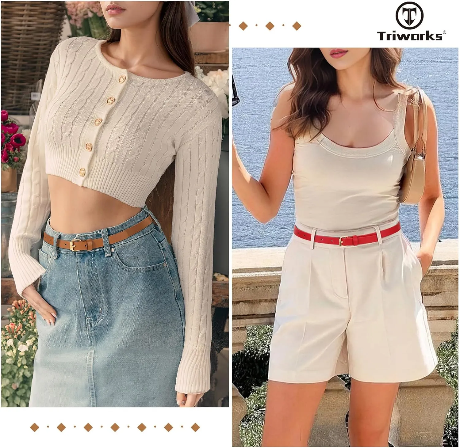 3 Pack Women Skinny Leather Belt for Jeans Pants Dress Ladies Thin Waist Belt with Gold Buckle