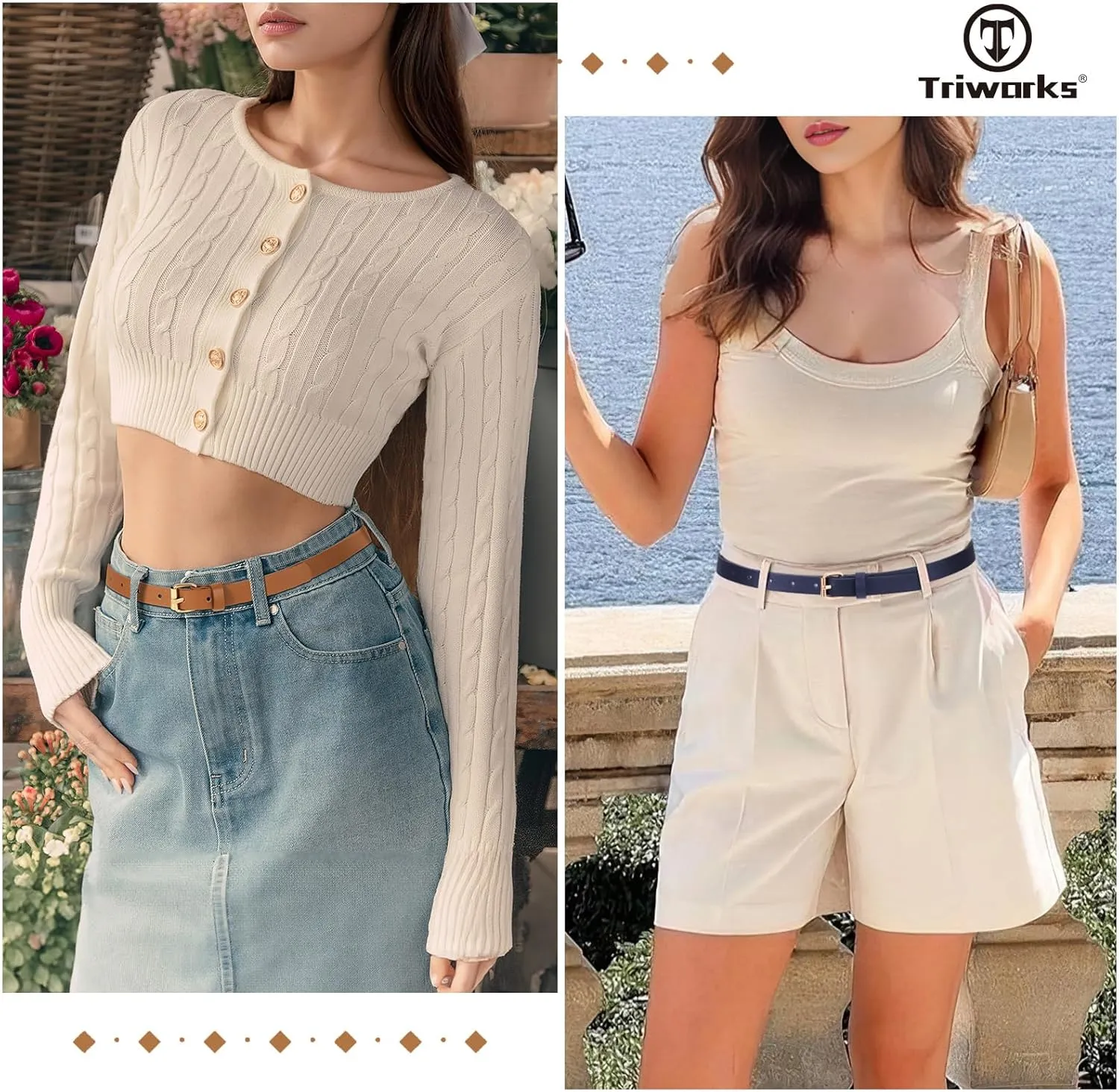 3 Pack Women Skinny Leather Belt for Jeans Pants Dress Ladies Thin Waist Belt with Gold Buckle