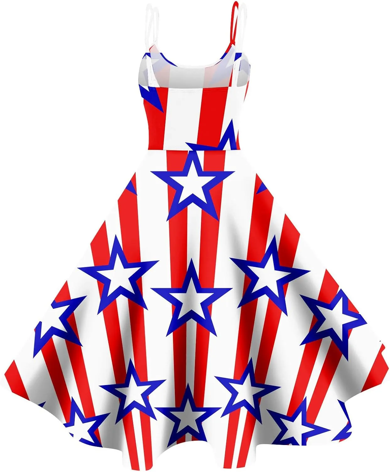 4Th of July Dresses for Women Midi Red White and Blue Dress Sleeveless USA Flag Dresses Holiday Festival Party Dress