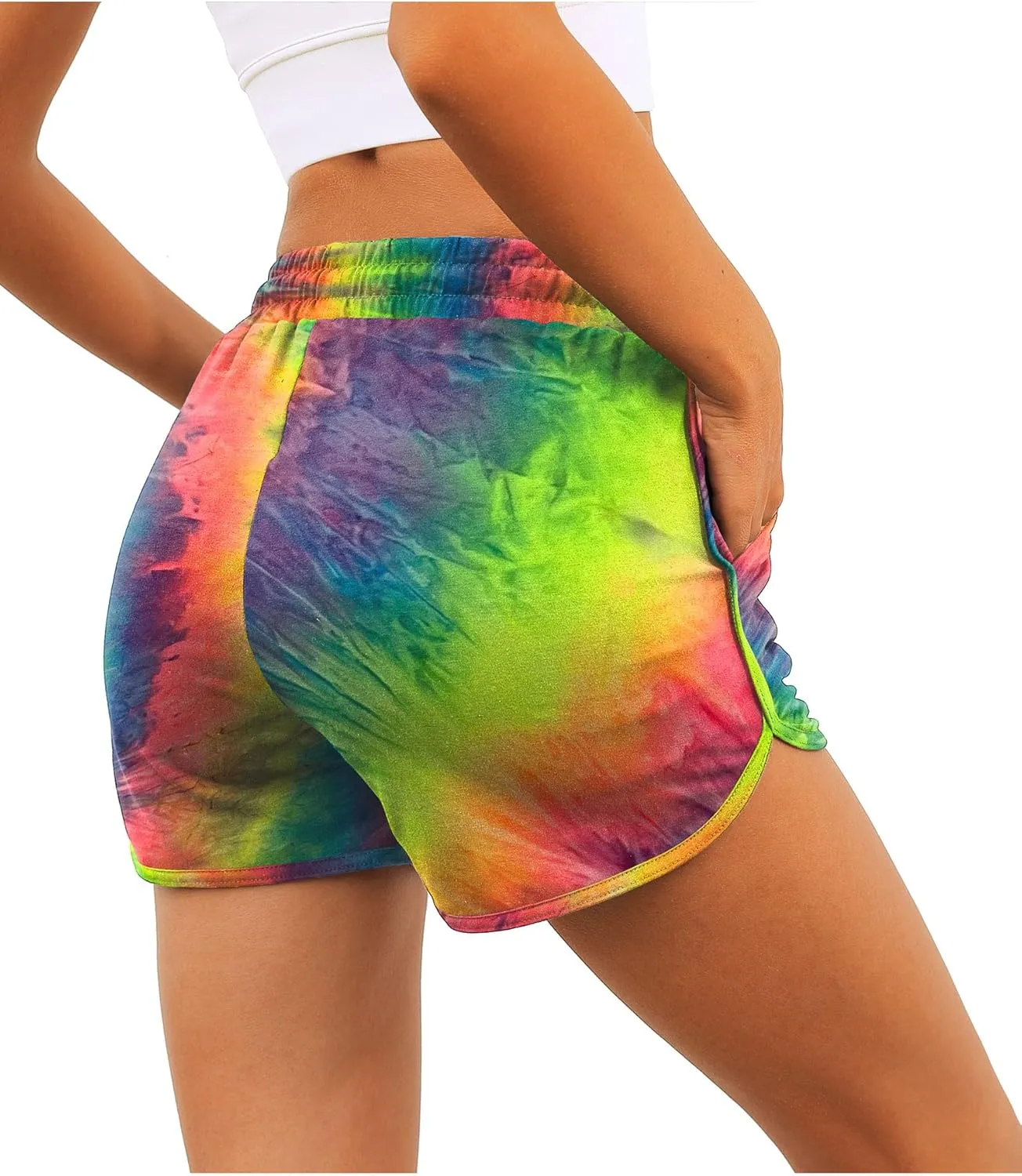 Aloodor Womens Athletic Shorts Running Dolphin Shorts with Pockets and Drawstring