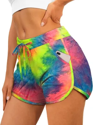 Aloodor Womens Athletic Shorts Running Dolphin Shorts with Pockets and Drawstring