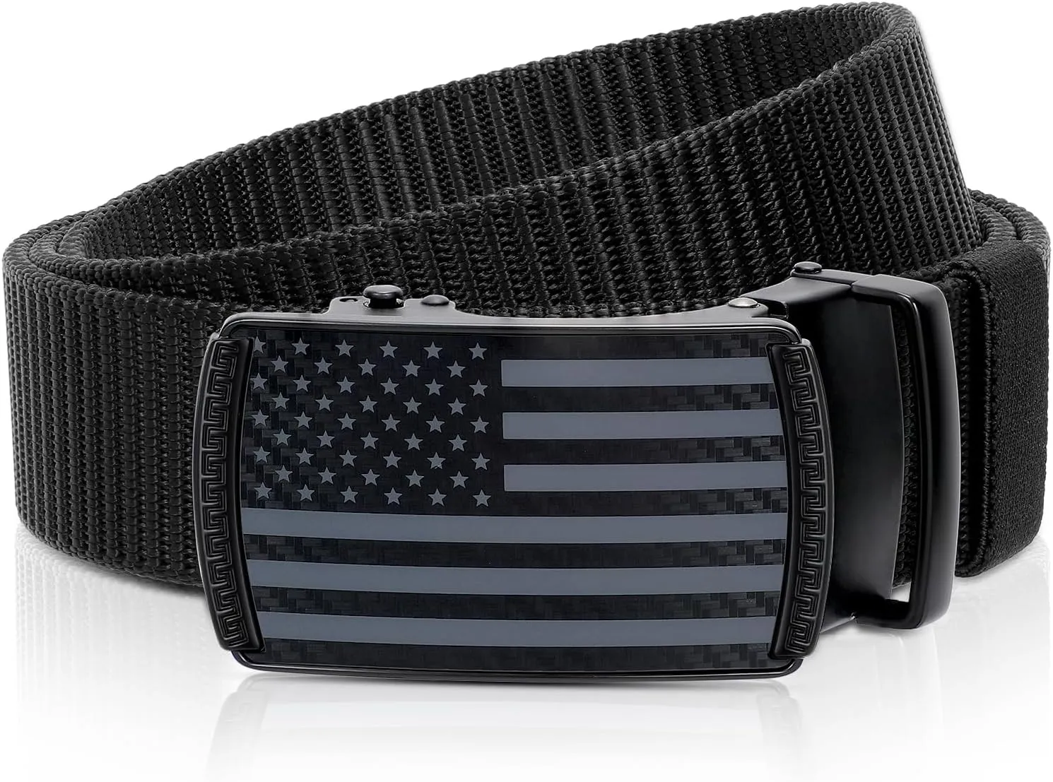 American Flag Belt for Men Black Nylon Ratchet Belts 4th of July Patriotic Decorations