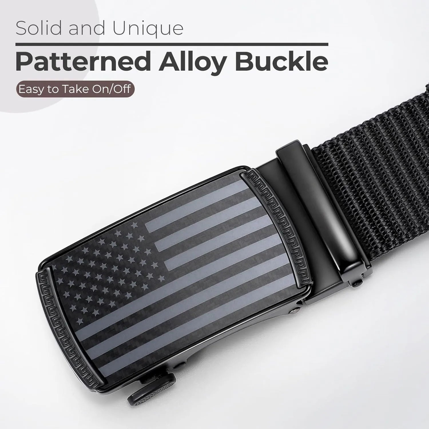 American Flag Belt for Men Black Nylon Ratchet Belts 4th of July Patriotic Decorations
