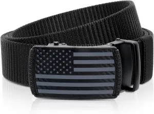 American Flag Belt for Men Black Nylon Ratchet Belts 4th of July Patriotic Decorations