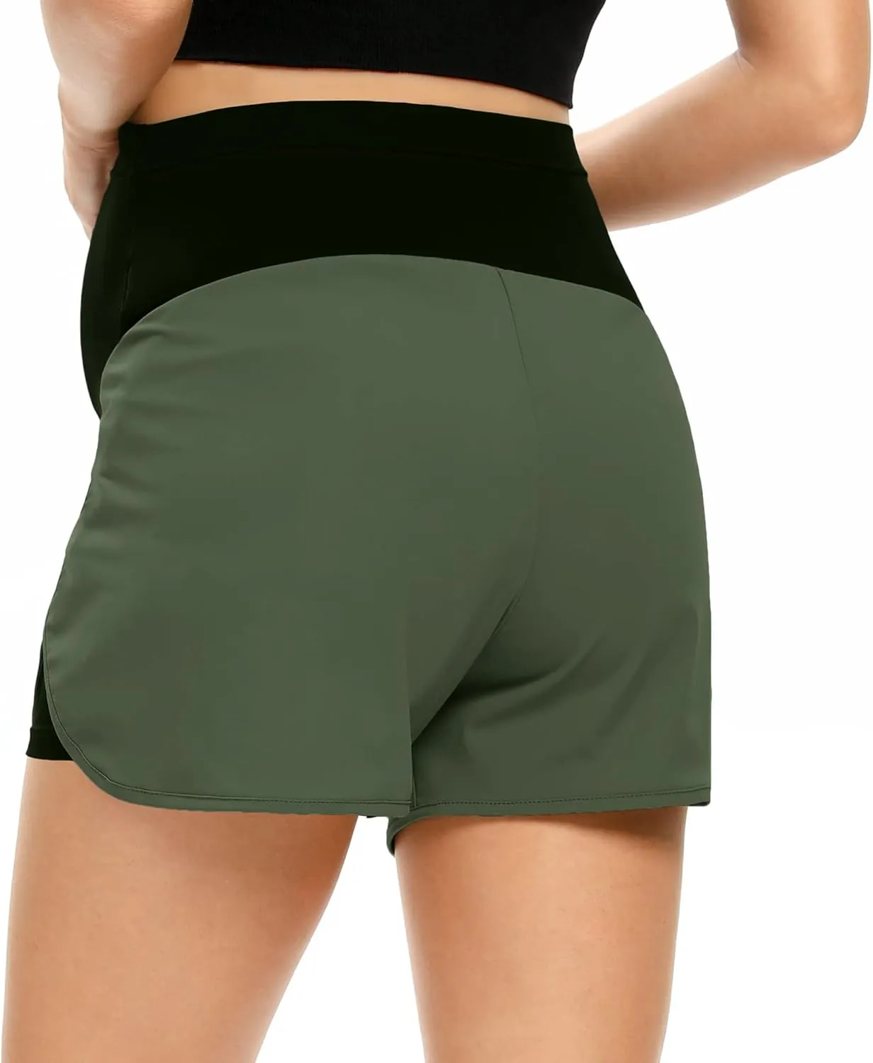 AMPOSH Women's Maternity Workout Shorts Over Belly Buttery Soft Athletic Yoga Running Shorts with Pocket