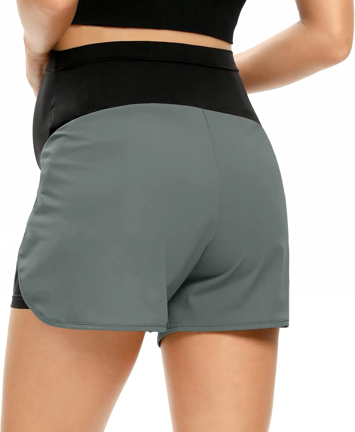 AMPOSH Women's Maternity Workout Shorts Over Belly Buttery Soft Athletic Yoga Running Shorts with Pocket