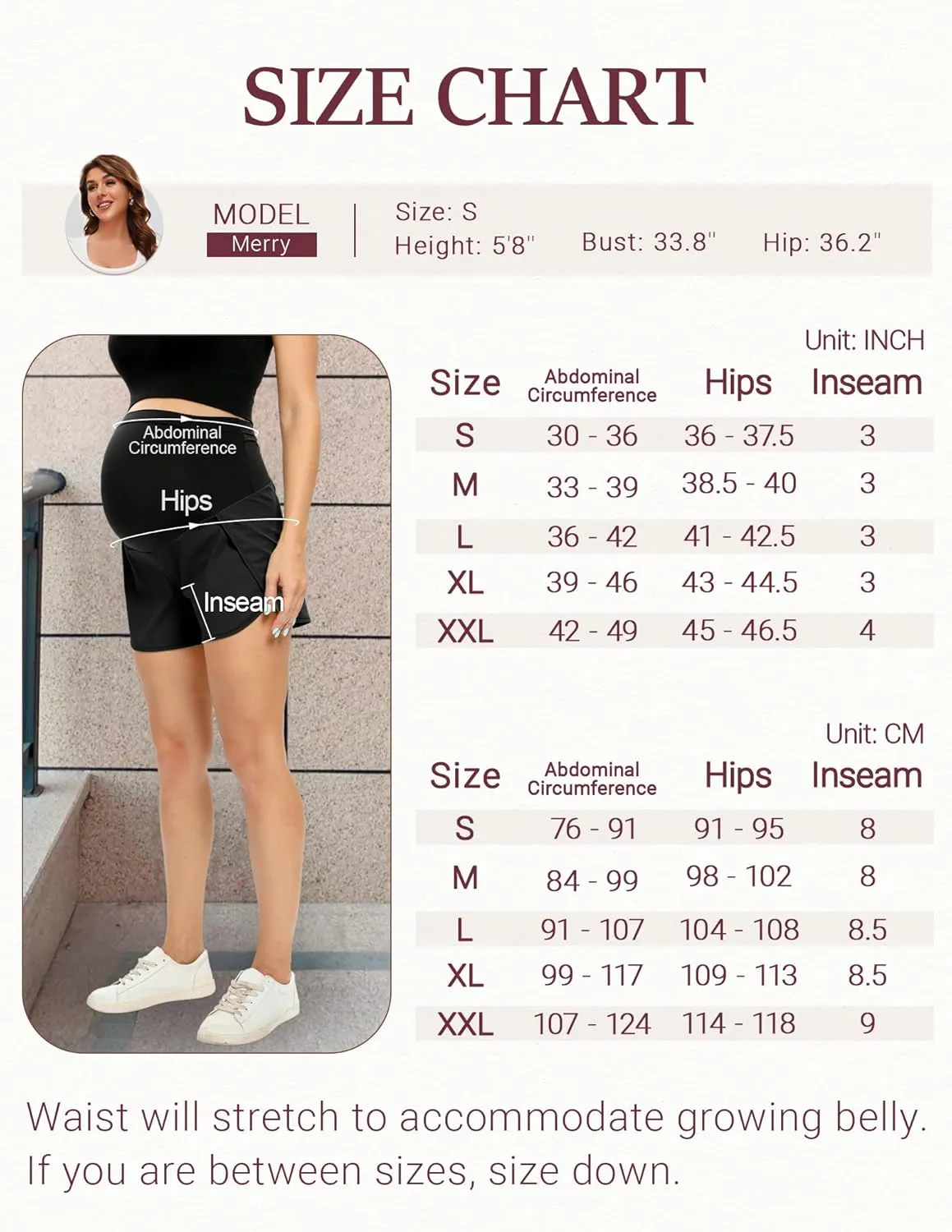AMPOSH Women's Maternity Workout Shorts Over Belly Buttery Soft Athletic Yoga Running Shorts with Pocket