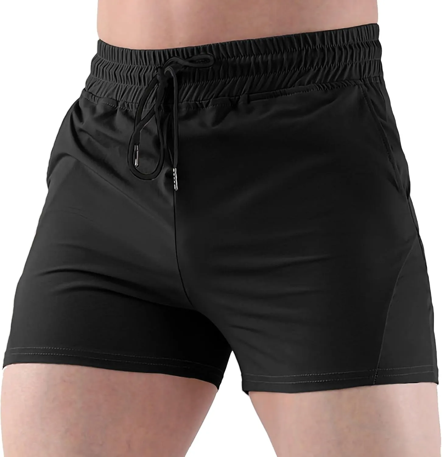 Athletic Gym Shorts Men Drawstring Workout Running Shorts Summer Breathable Fitness Shorts Quick Dry with Pocket