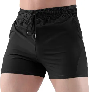Athletic Gym Shorts Men Drawstring Workout Running Shorts Summer Breathable Fitness Shorts Quick Dry with Pocket