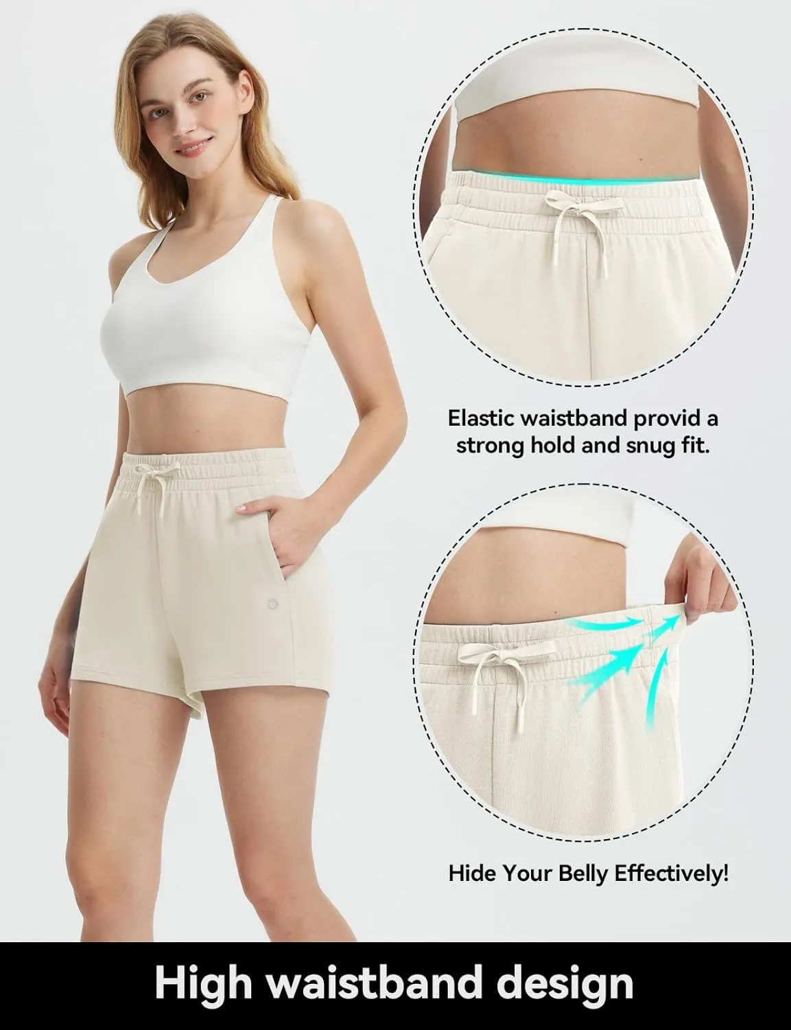 baleaf Women's 4" High Waisted Workout Shorts with Pockets Elastic Athletic Gym Running Yoga Shorts Modal Soft