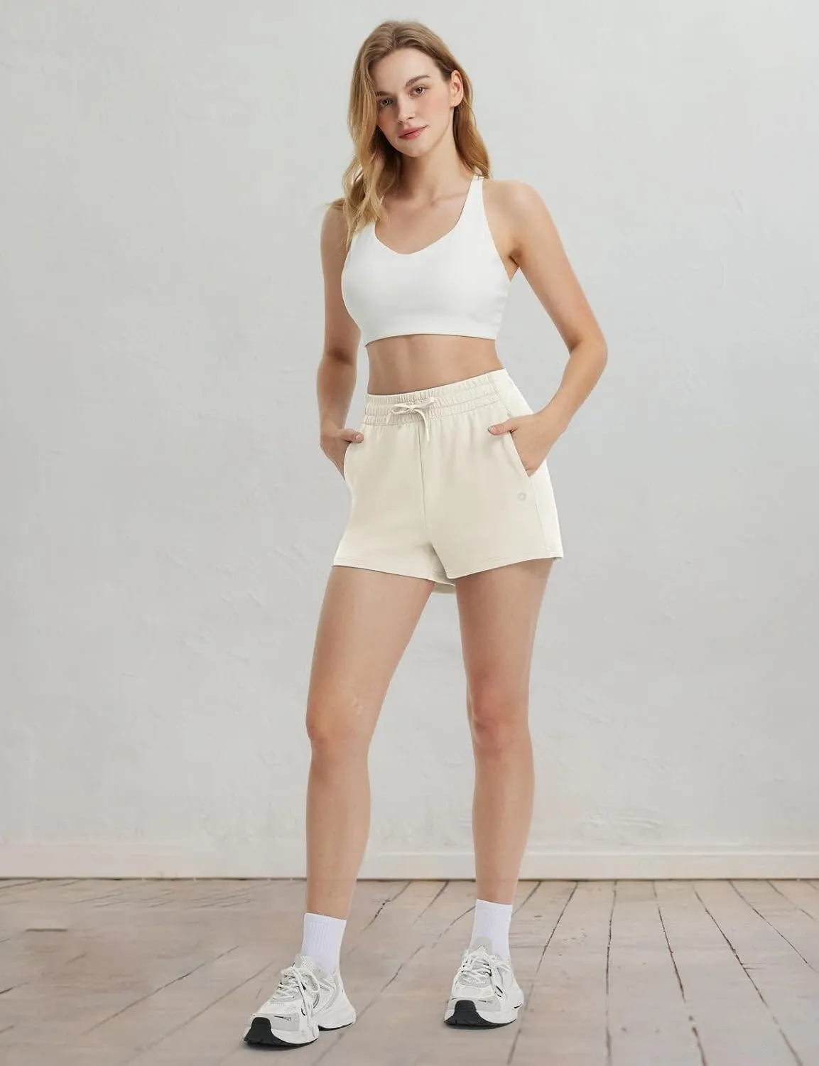 baleaf Women's 4" High Waisted Workout Shorts with Pockets Elastic Athletic Gym Running Yoga Shorts Modal Soft