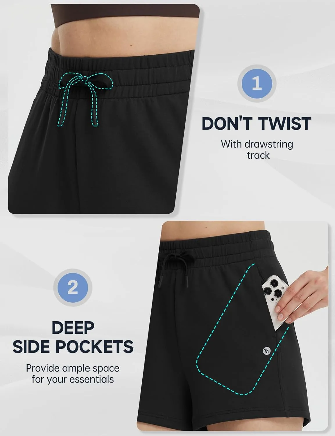 baleaf Women's 4" High Waisted Workout Shorts with Pockets Elastic Athletic Gym Running Yoga Shorts Modal Soft
