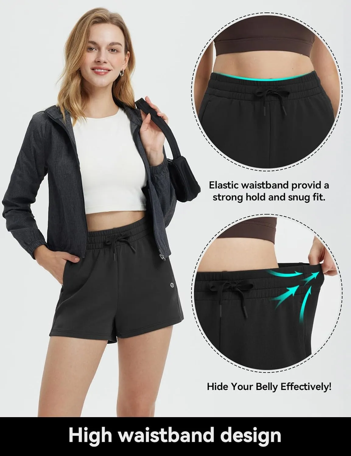 baleaf Women's 4" High Waisted Workout Shorts with Pockets Elastic Athletic Gym Running Yoga Shorts Modal Soft