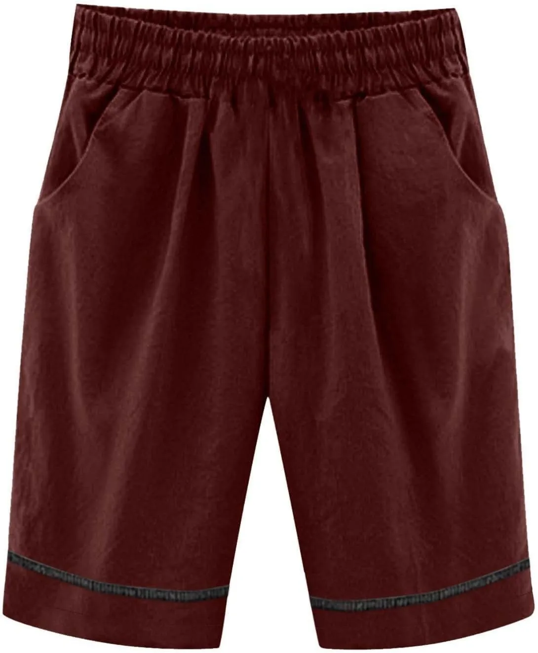 Bermuda Drawstring Beach Shorts Wide Leg Linen Shorts Elastic High Waisted Pleated Casual Loose Bermuda Shorts, Large