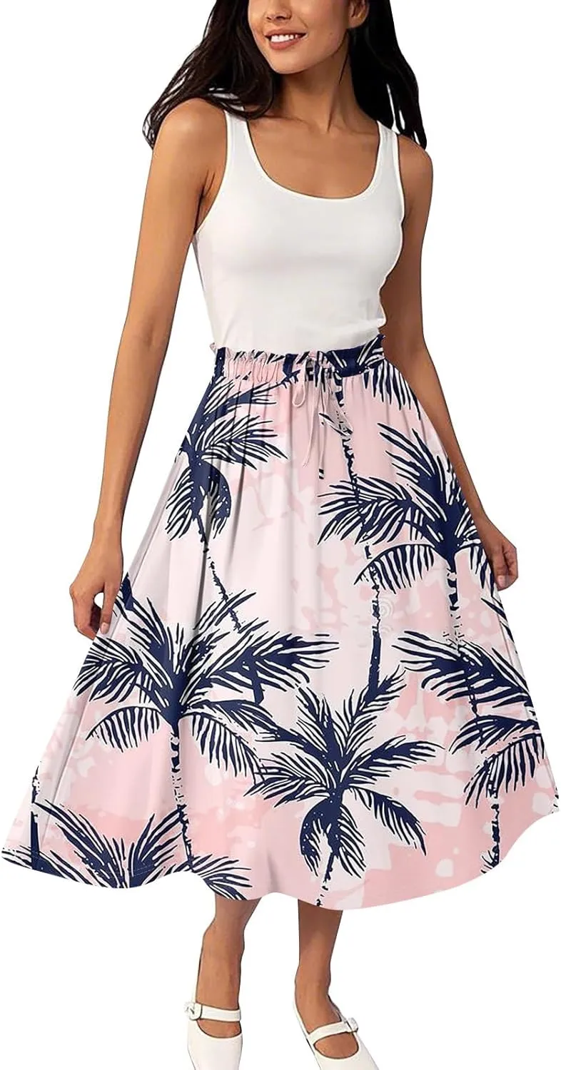 Bohemian Skirts for Women High Waist Flowy Maxi Skirt A-Line Long Skirt Summer