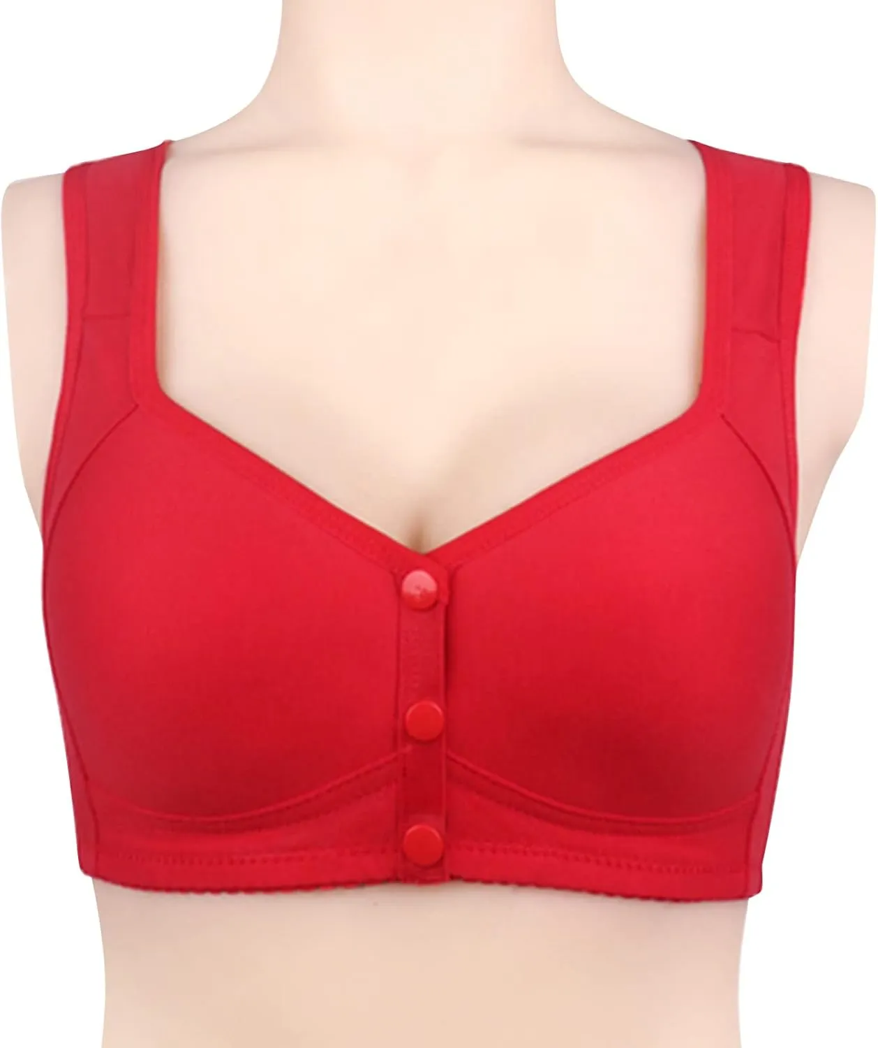 Bras for Older Women 2025 Breathable Bra No Underwire Front Closure Bra Plus Size Everyday Bra