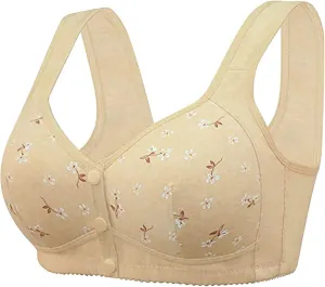 Bras for Older Women Front Closure No Underwire Supportive Bras Plus Size Push Up Bras Breathable Cotton Bras