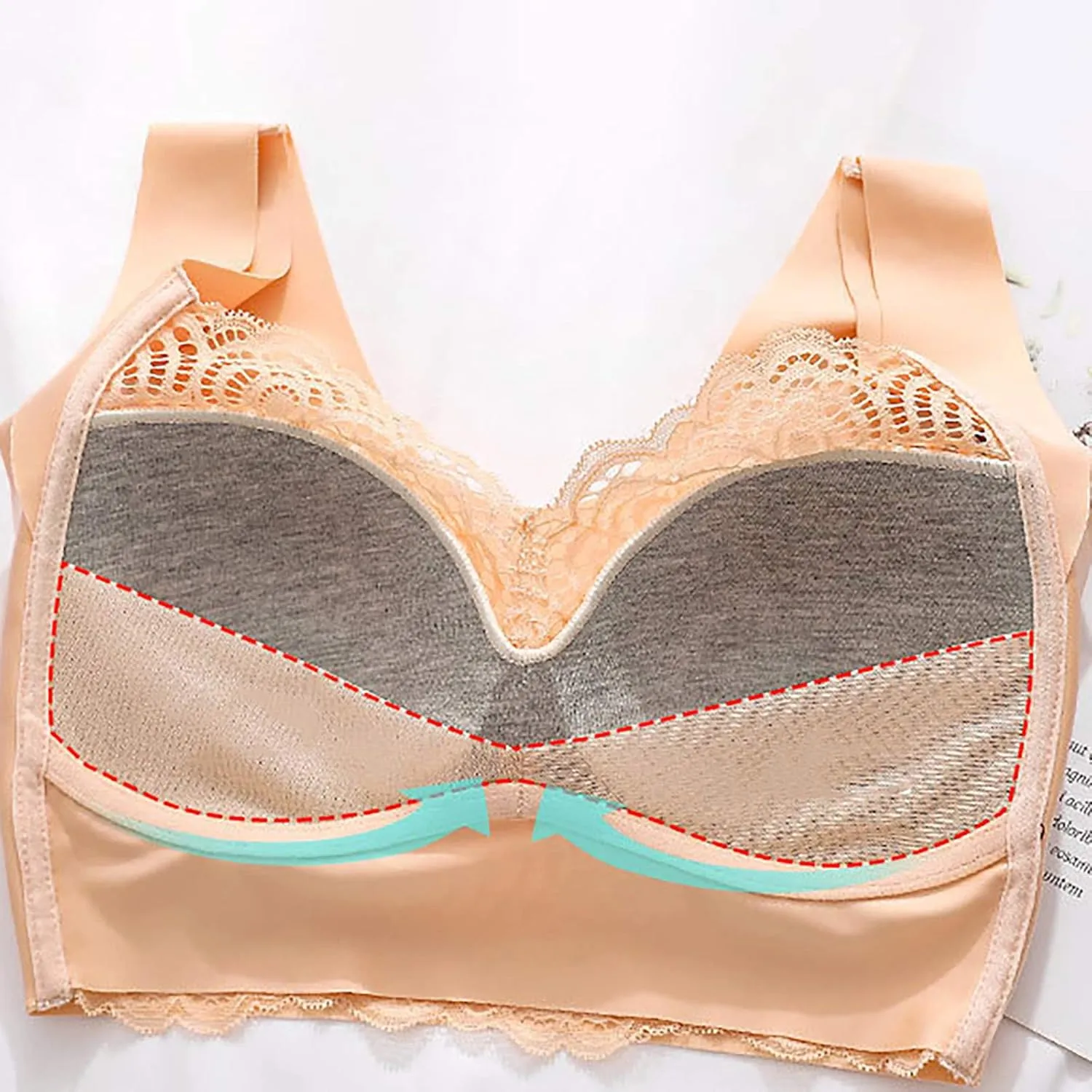 Bras for Women Sexy Lace Push Up Wireless Seamless Minimizer Bras Convenient Stay-in- Straps Bralettes
