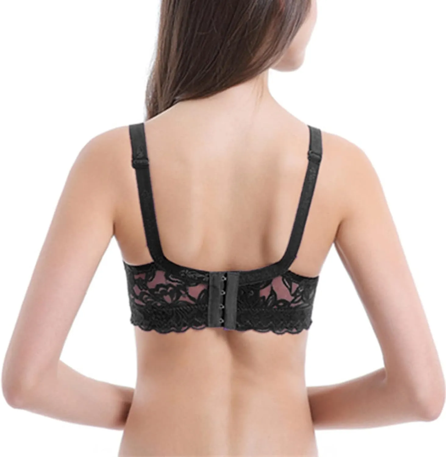 Bras for Women Wireless, Full Coverage T Shirt Bra No Underwire V Neck Lace Lift Bralette Comfort Seamless Bra