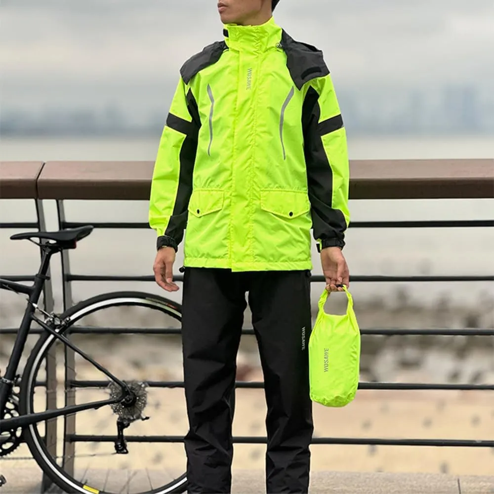 Breathable Bicycle Rain Pants Rain Coat Set for Outdoor Cycling