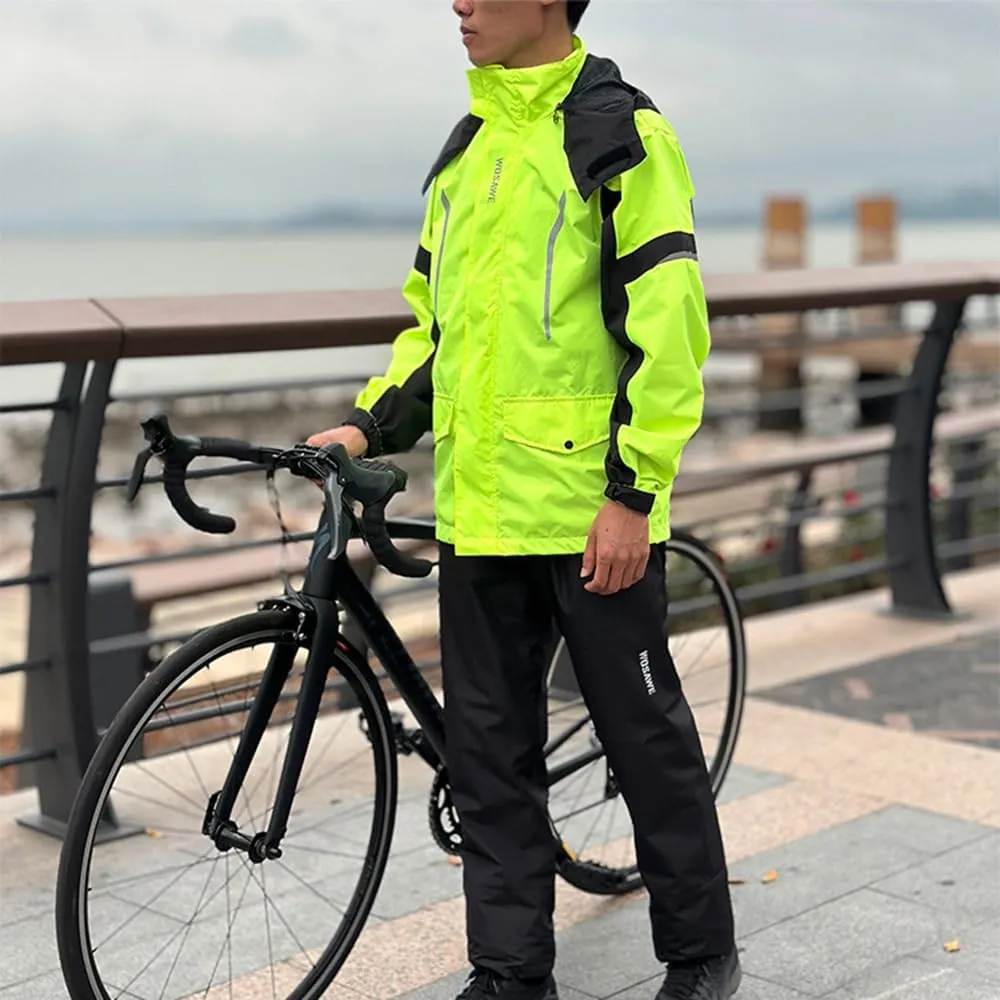 Breathable Bicycle Rain Pants Rain Coat Set for Outdoor Cycling