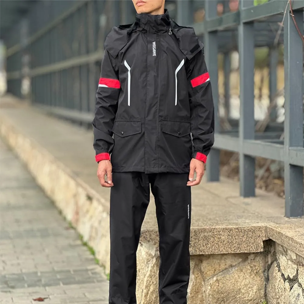 Breathable Bicycle Rain Pants Rain Coat Set for Outdoor Cycling