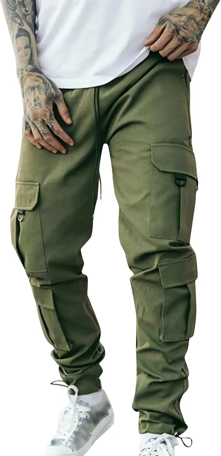 Cargo Pants for Men Relaxed Fit with Zipper Pockets Men's Cargo Fleece Jogger Sweatpant Mens Cargo Work Pants Relaxed
