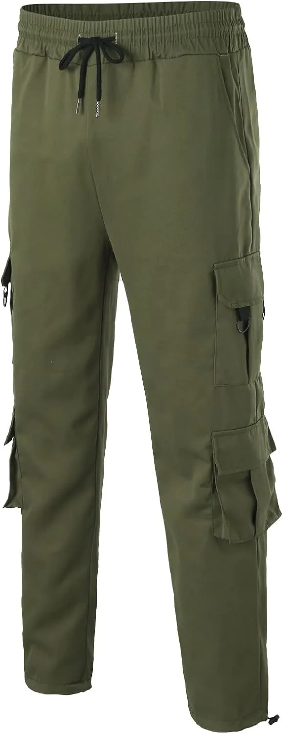 Cargo Pants for Men Relaxed Fit with Zipper Pockets Men's Cargo Fleece Jogger Sweatpant Mens Cargo Work Pants Relaxed