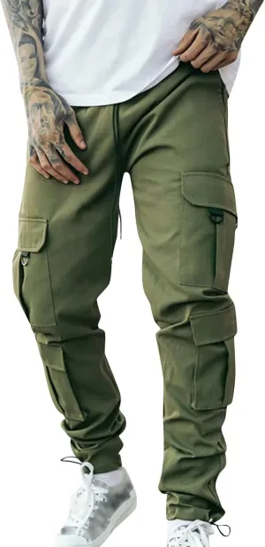 Cargo Pants for Men Relaxed Fit with Zipper Pockets Men's Cargo Fleece Jogger Sweatpant Mens Cargo Work Pants Relaxed