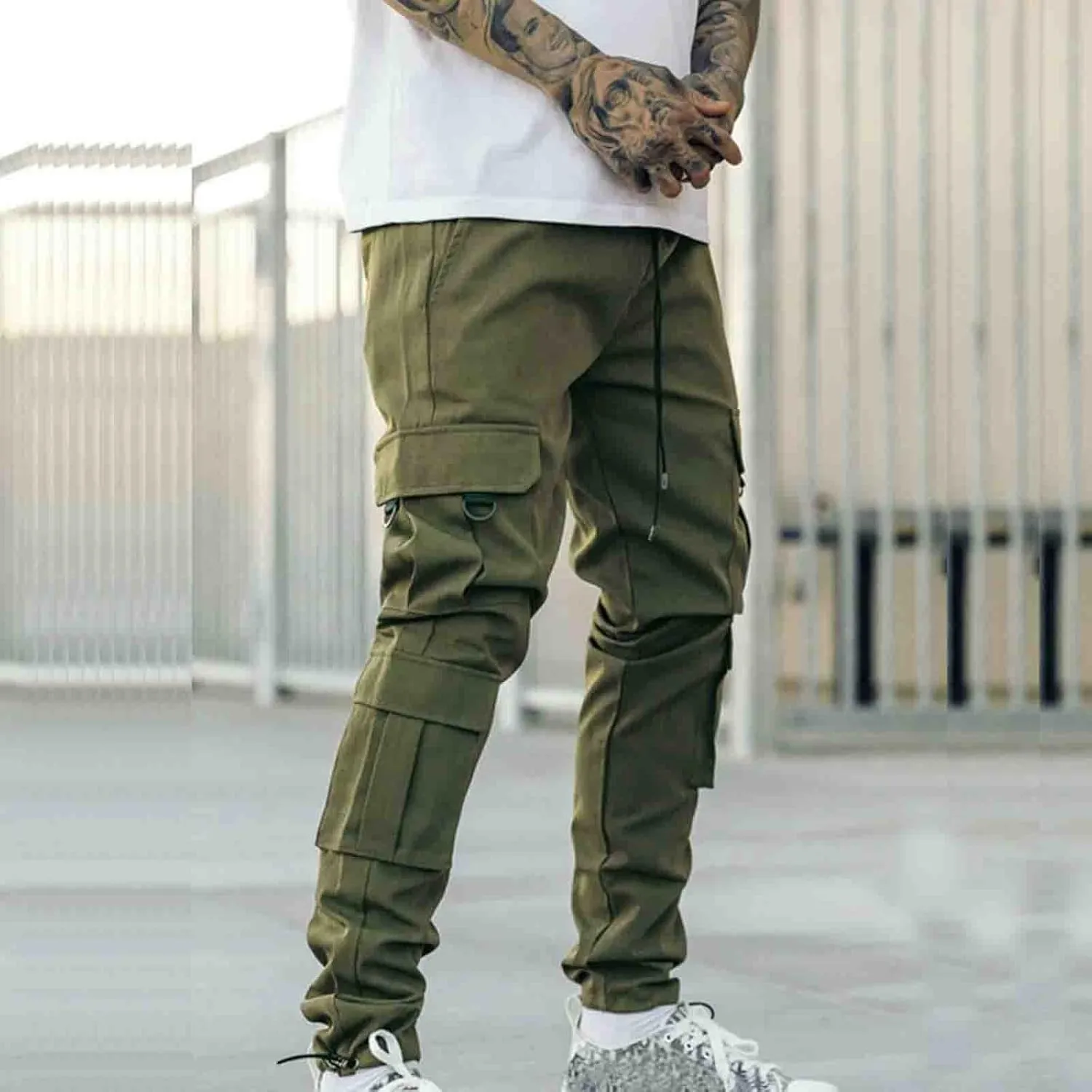 Cargo Pants for Men Relaxed Fit with Zipper Pockets Men's Cargo Fleece Jogger Sweatpant Mens Cargo Work Pants Relaxed