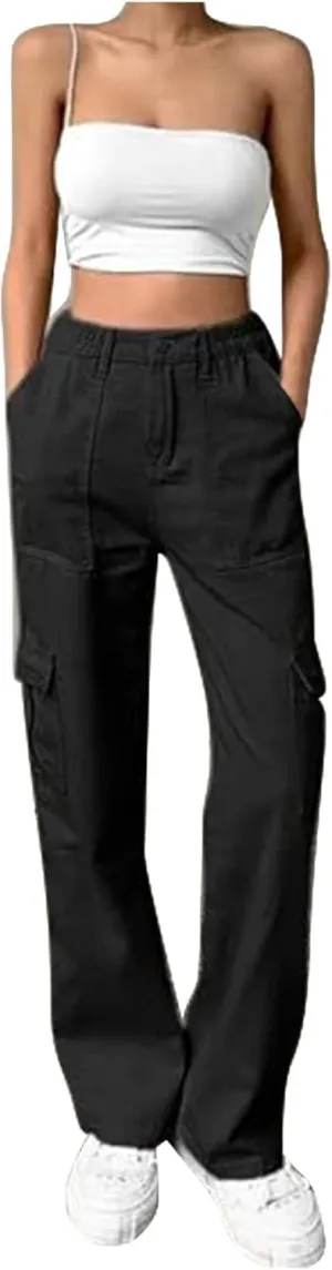 Cargo Pants for Women Straight Leg Full Length Work Pants Lightweight Casual Pants Loose Outdoor Hiking Trouser