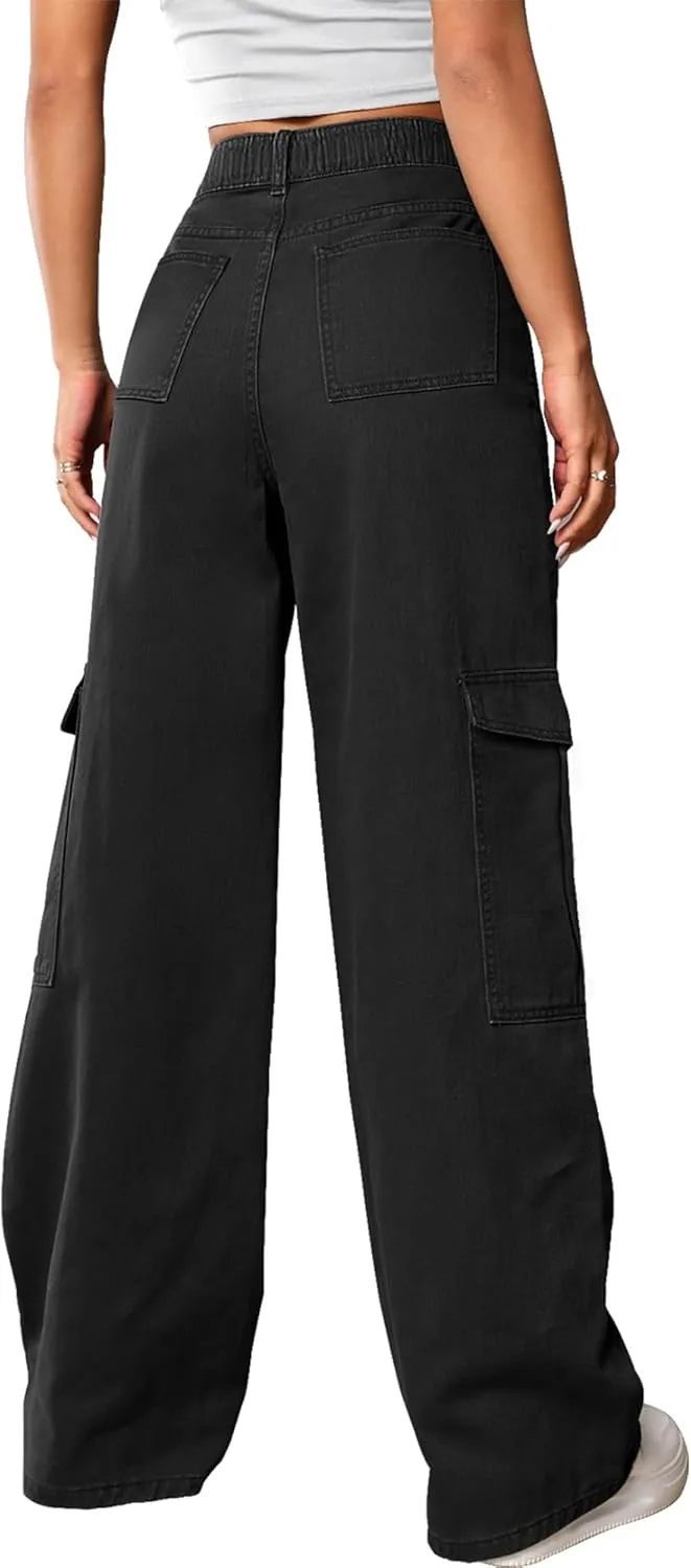 Cargo Pants Women High Waist Baggy Cargo Jeans Relaxed Fit Y2K Streetwear Pants Casual Combat Military Trousers.