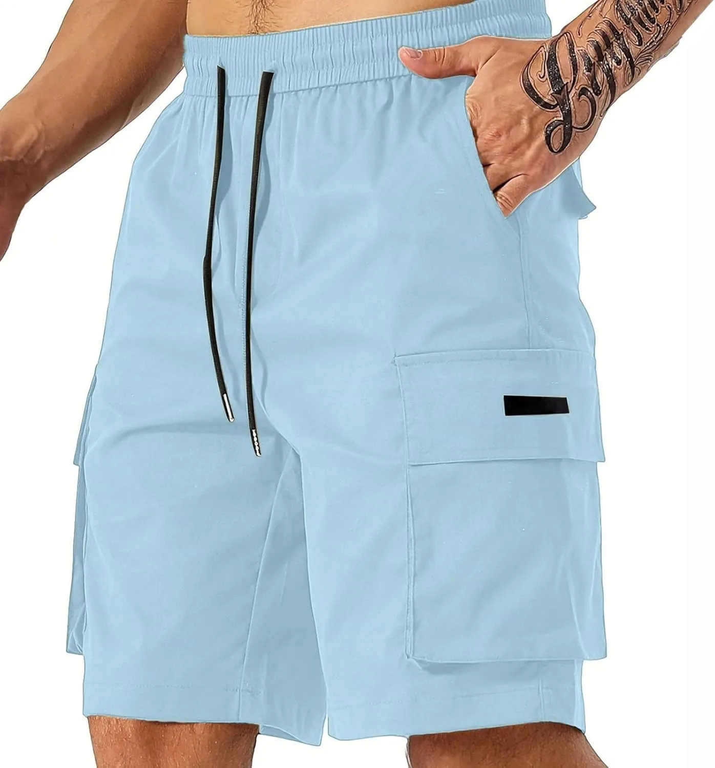 Cargo Shorts for Men Elastic Waist Drawstring Casual Pant 2025 Summer Relaxed Fit Comfy Work Shorts with Multi Pocket