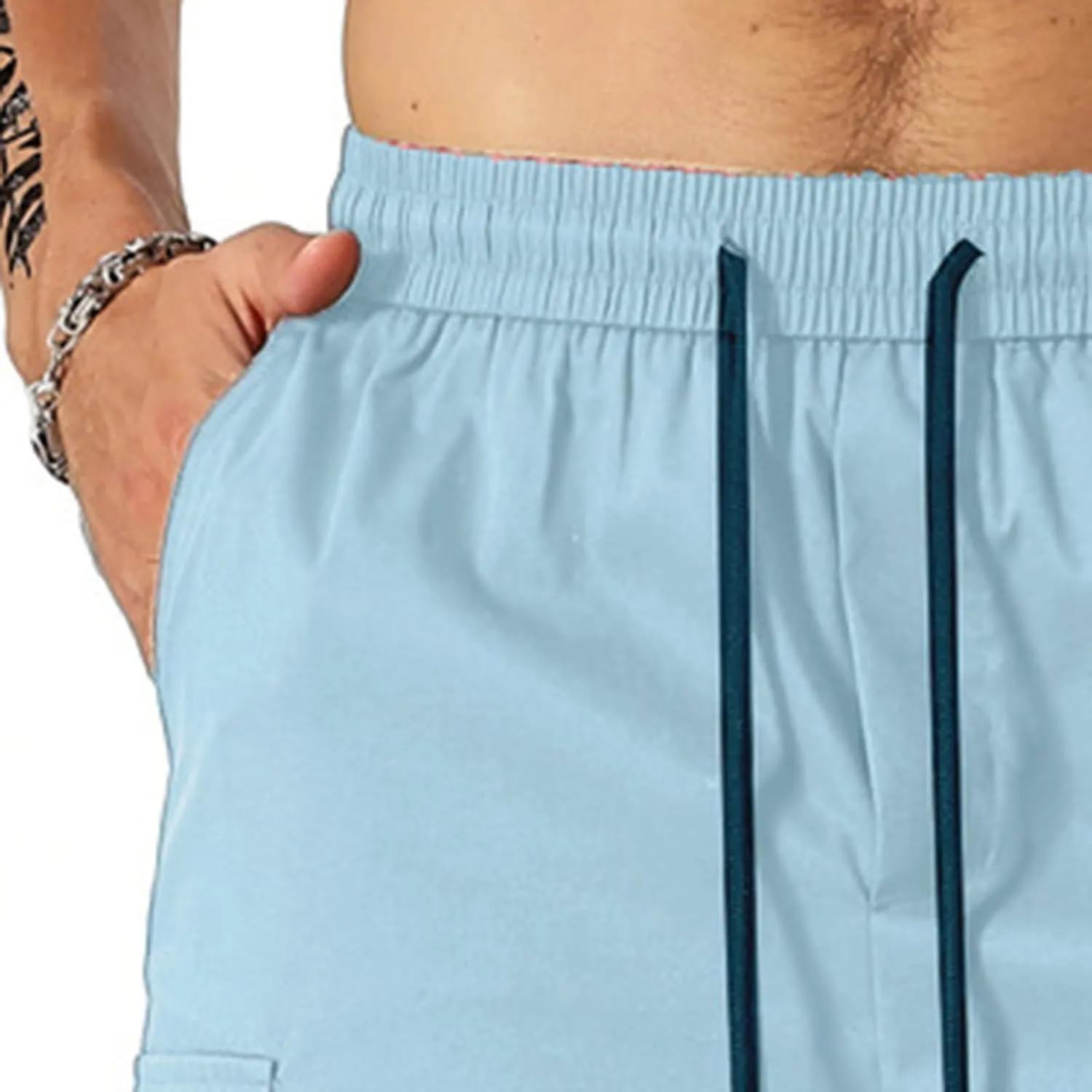 Cargo Shorts for Men Elastic Waist Drawstring Casual Pant 2025 Summer Relaxed Fit Comfy Work Shorts with Multi Pocket