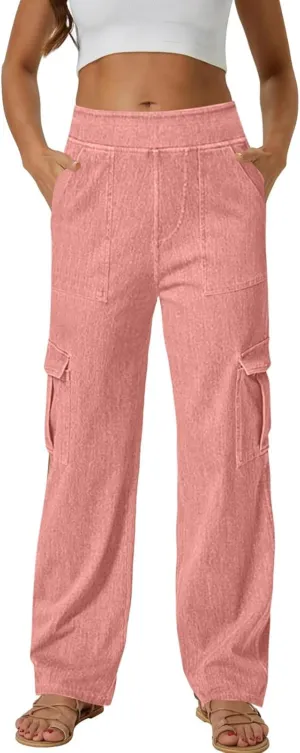 Casual Pants for Women Lightweight Cargo Pants Straight Leg Workwear Pants Business Dressy Long Trousers 2024 Fall