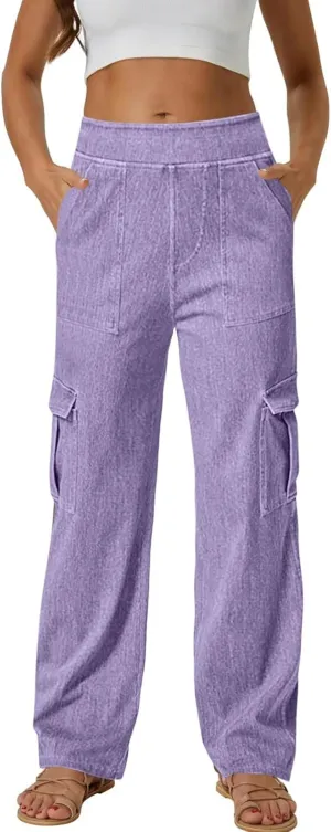 Casual Pants for Women Lightweight Cargo Pants Straight Leg Workwear Pants Business Dressy Long Trousers 2024 Fall