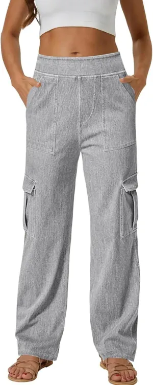 Casual Pants for Women Lightweight Cargo Pants Straight Leg Workwear Pants Business Dressy Long Trousers 2024 Fall
