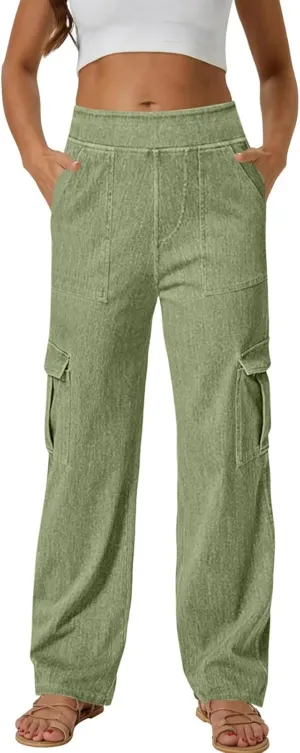 Casual Pants for Women Lightweight Cargo Pants Straight Leg Workwear Pants Business Dressy Long Trousers 2024 Fall