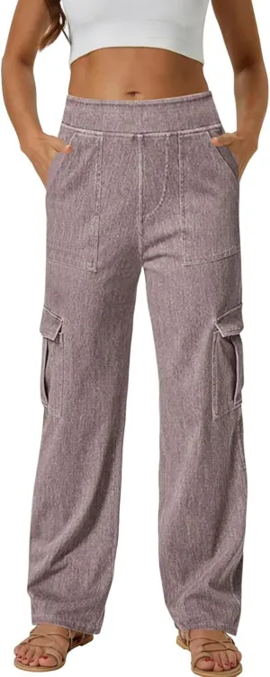 Casual Pants for Women Lightweight Cargo Pants Straight Leg Workwear Pants Business Dressy Long Trousers 2024 Fall