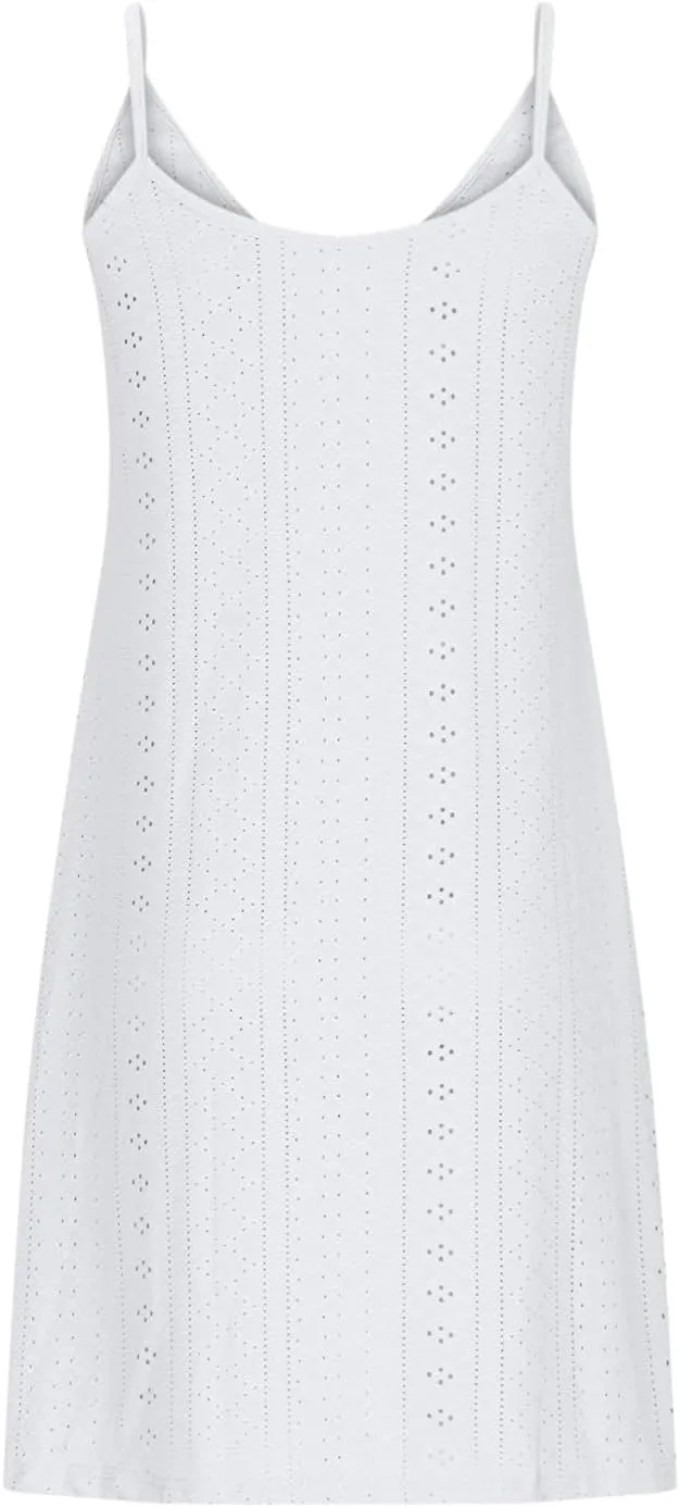 Ceboyel Womens Spaghetti Straps Summer Sundresses Eyelet Embroidery Dress Sleeveless Casual Dresses Trendy Boho Clothes 2024