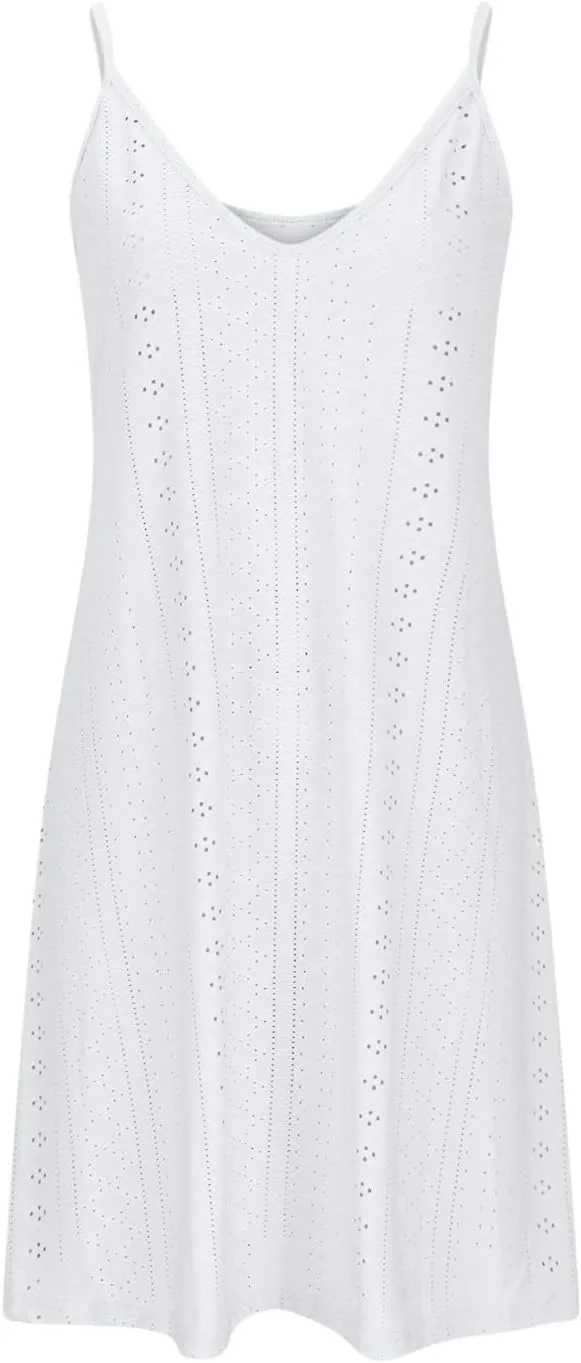 Ceboyel Womens Spaghetti Straps Summer Sundresses Eyelet Embroidery Dress Sleeveless Casual Dresses Trendy Boho Clothes 2024