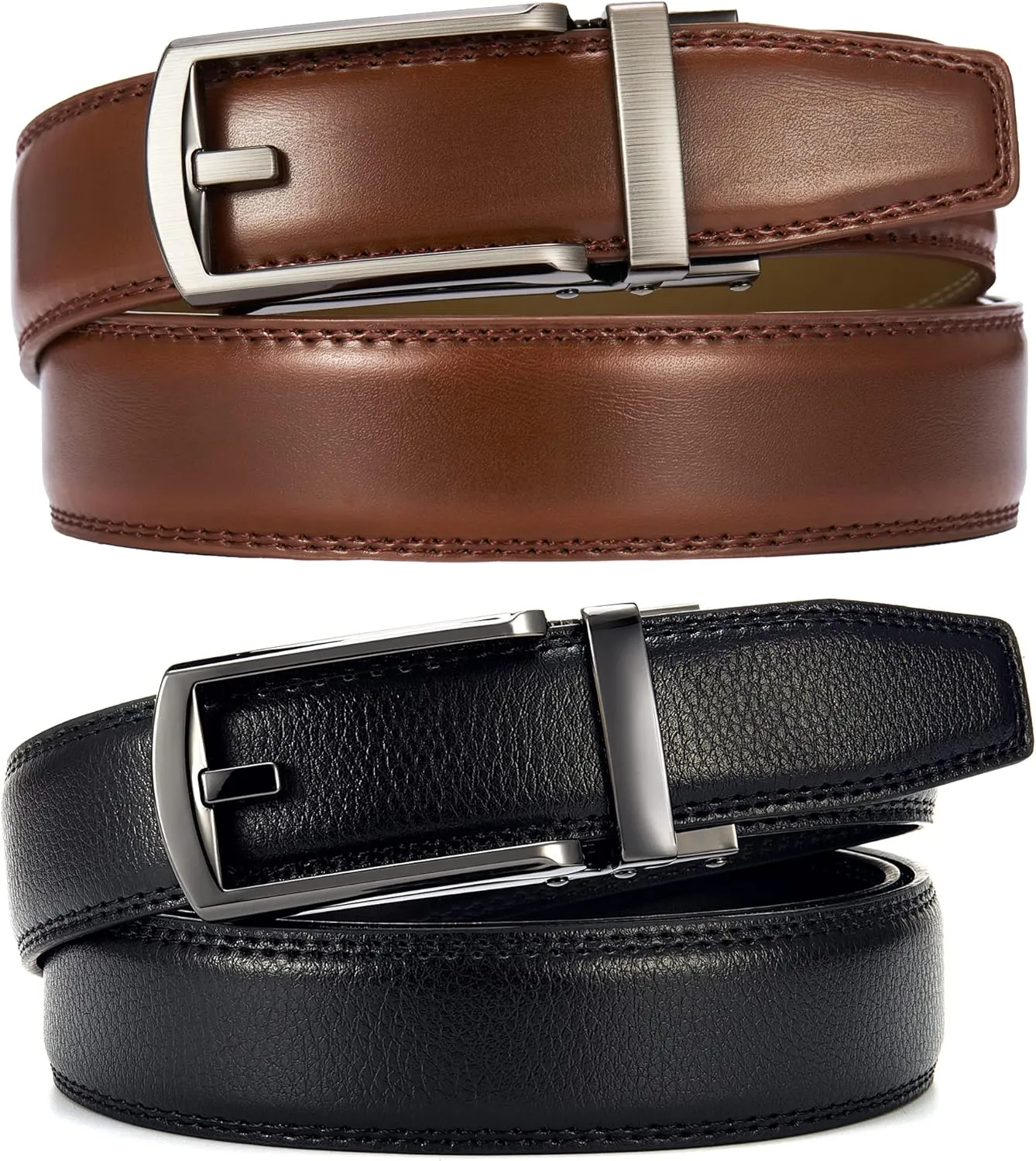 CHAOREN Click Belt for Men 2 Pack - Mens Dress Belt 1 1/4" in Packing Box - Design Belt Meet Almost Any Occasion and Outfit